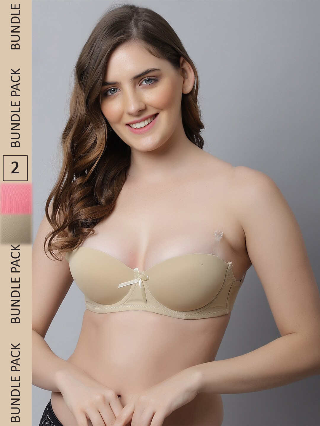 

Friskers Pack Of 2 Beige & Peach Bra Underwired Lightly Padded