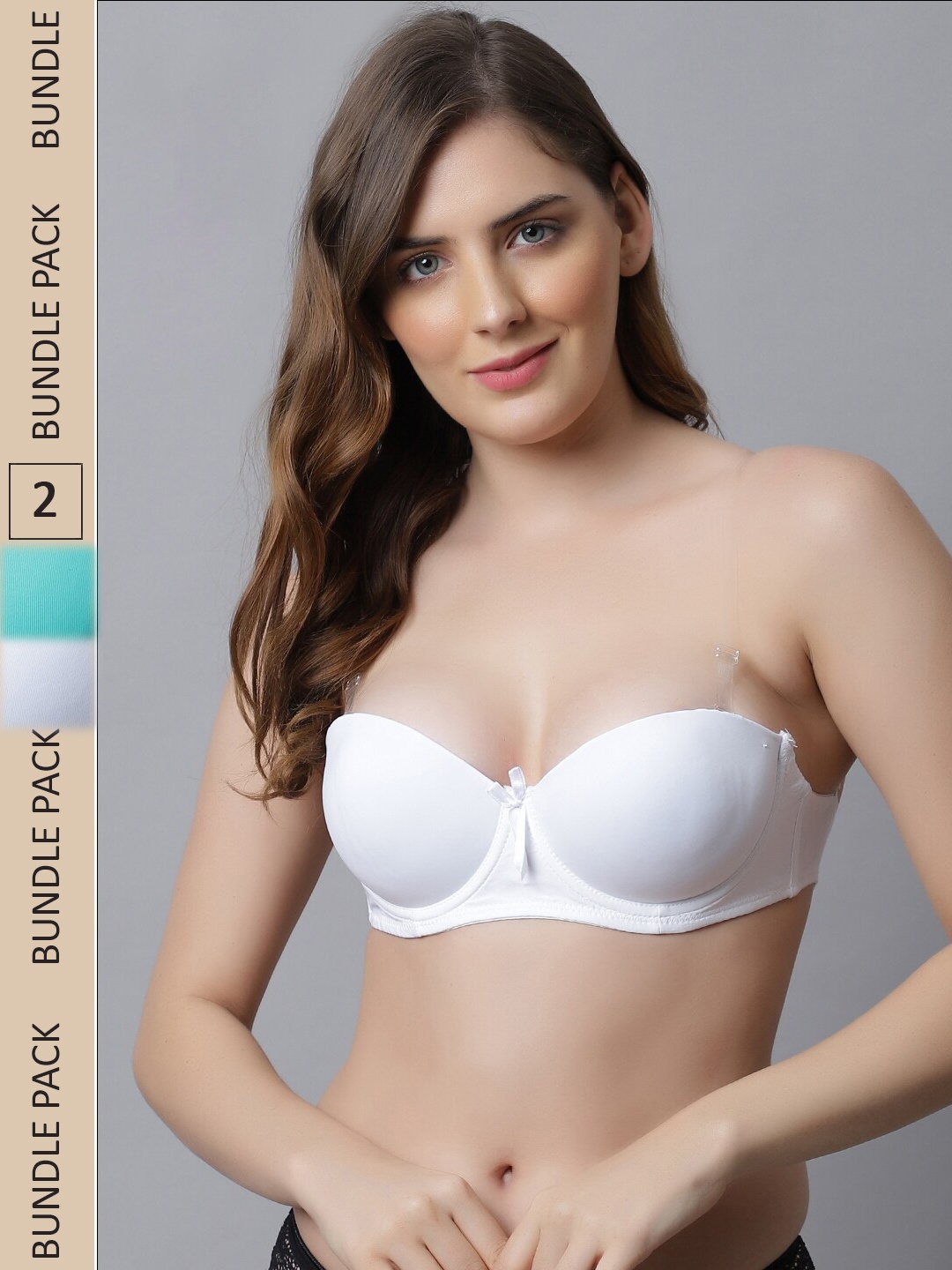 

Friskers Pack Of 2 White & Turquoise Blue Bra Underwired Lightly Padded
