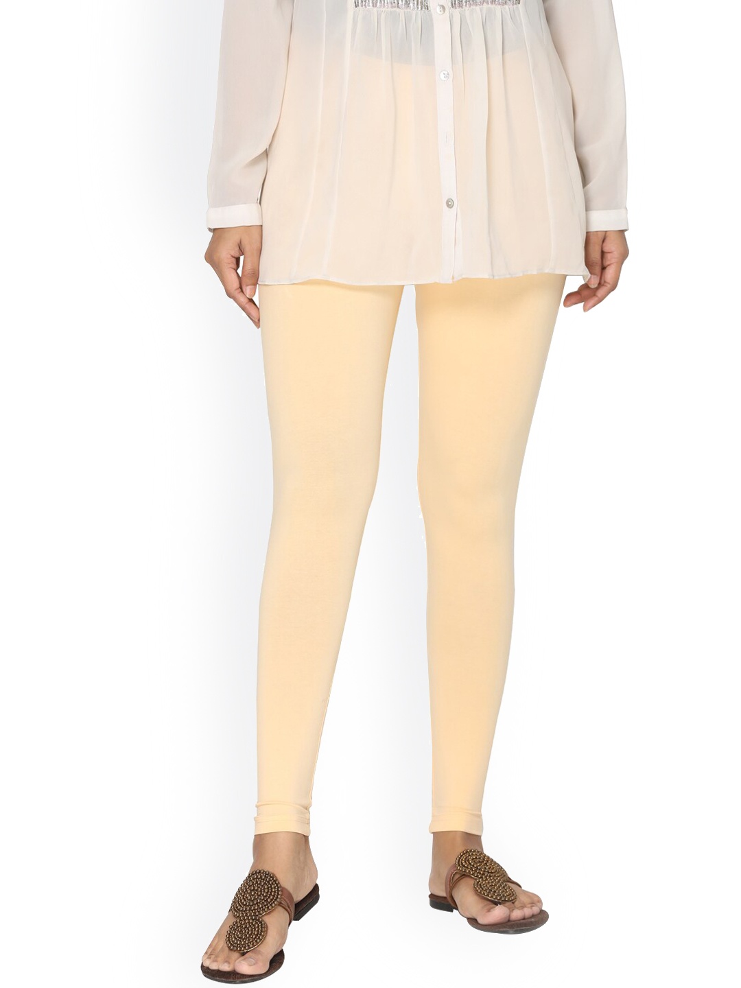 

TSG Bliss Women Peach Solid Ankle-Length Cotton Leggings