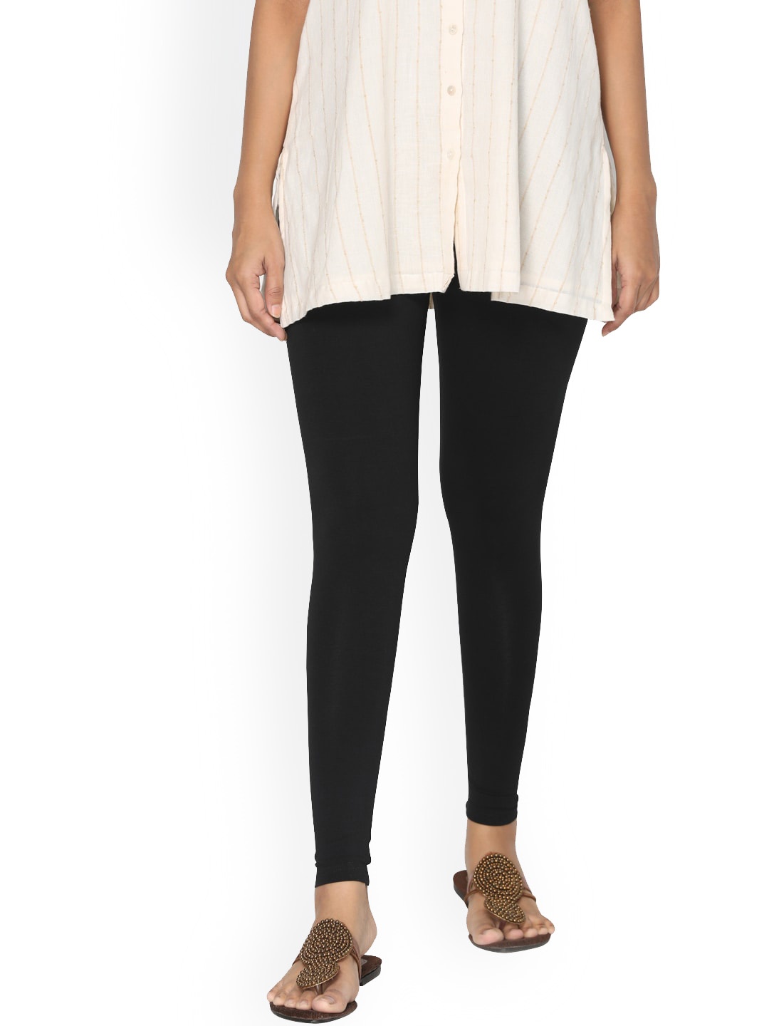 

TSG Bliss Women Black Solid Ankle-Length Cotton Leggings