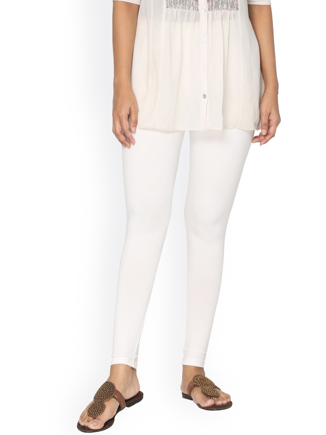 

TSG Bliss Women Off White Solid Ankle-Length Leggings