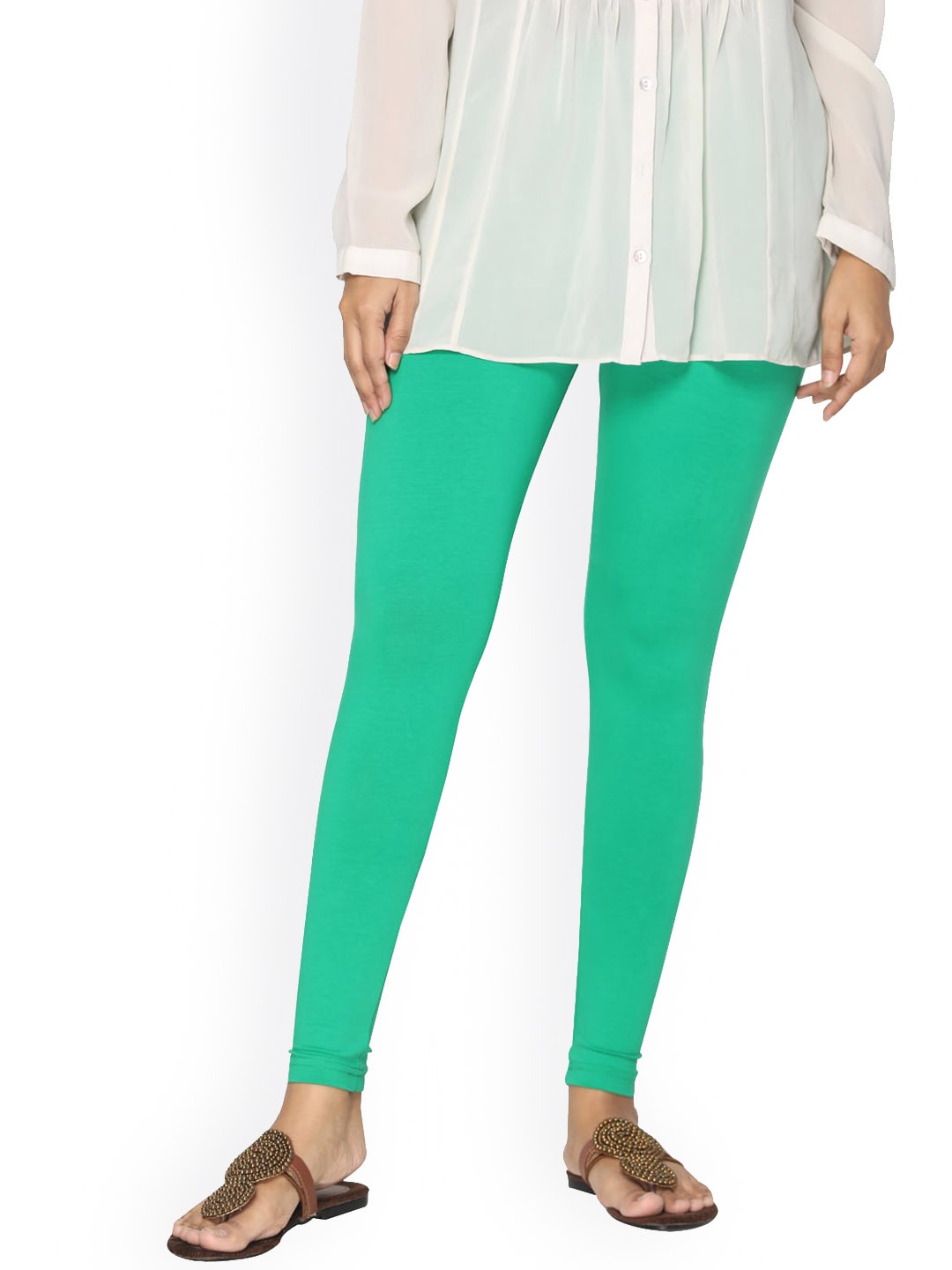 

TSG Bliss Women Green Solid Ankle-Length Cotton Leggings