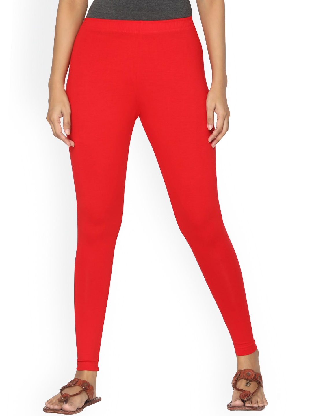 

TSG Bliss Women Red Solid Ankle-Length Cotton Leggings
