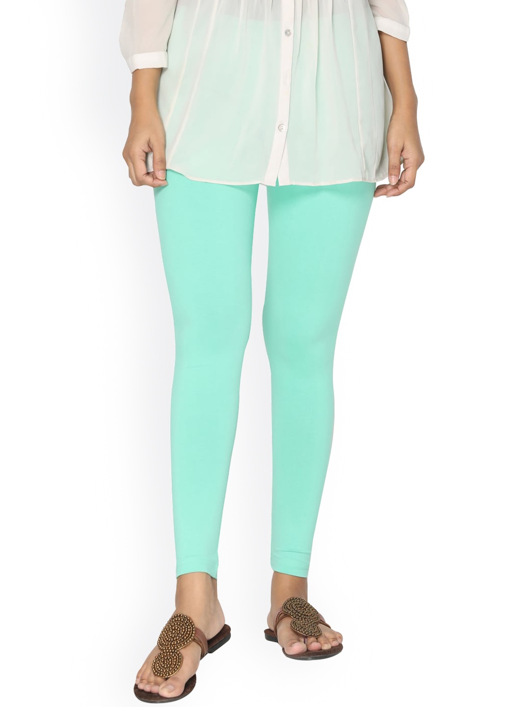

TSG Bliss Women Turquoise Blue Solid Ankle-Length Cotton Leggings