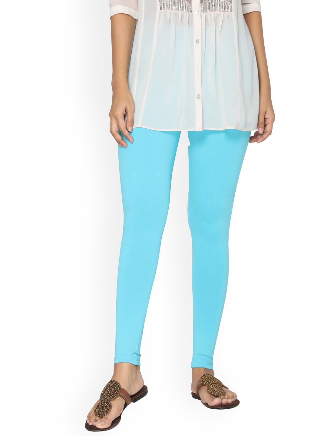 

TSG Bliss Women Light Blue Solid Ankle-Length Cotton Leggings
