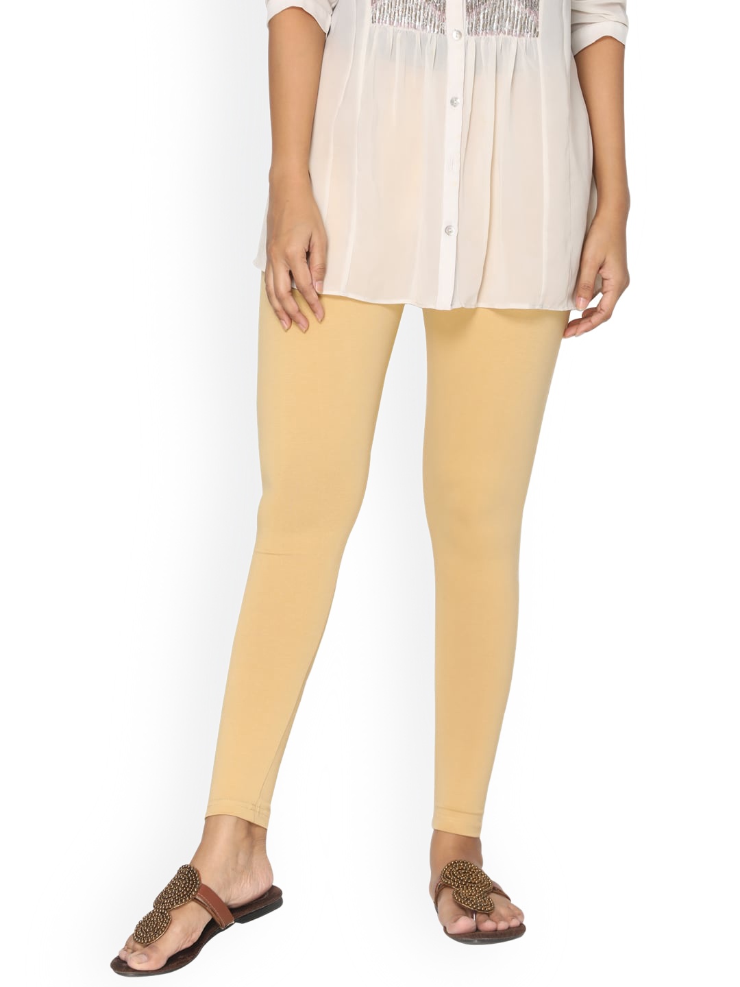

TSG Bliss Women Beige Solid Ankle-Length Cotton Leggings