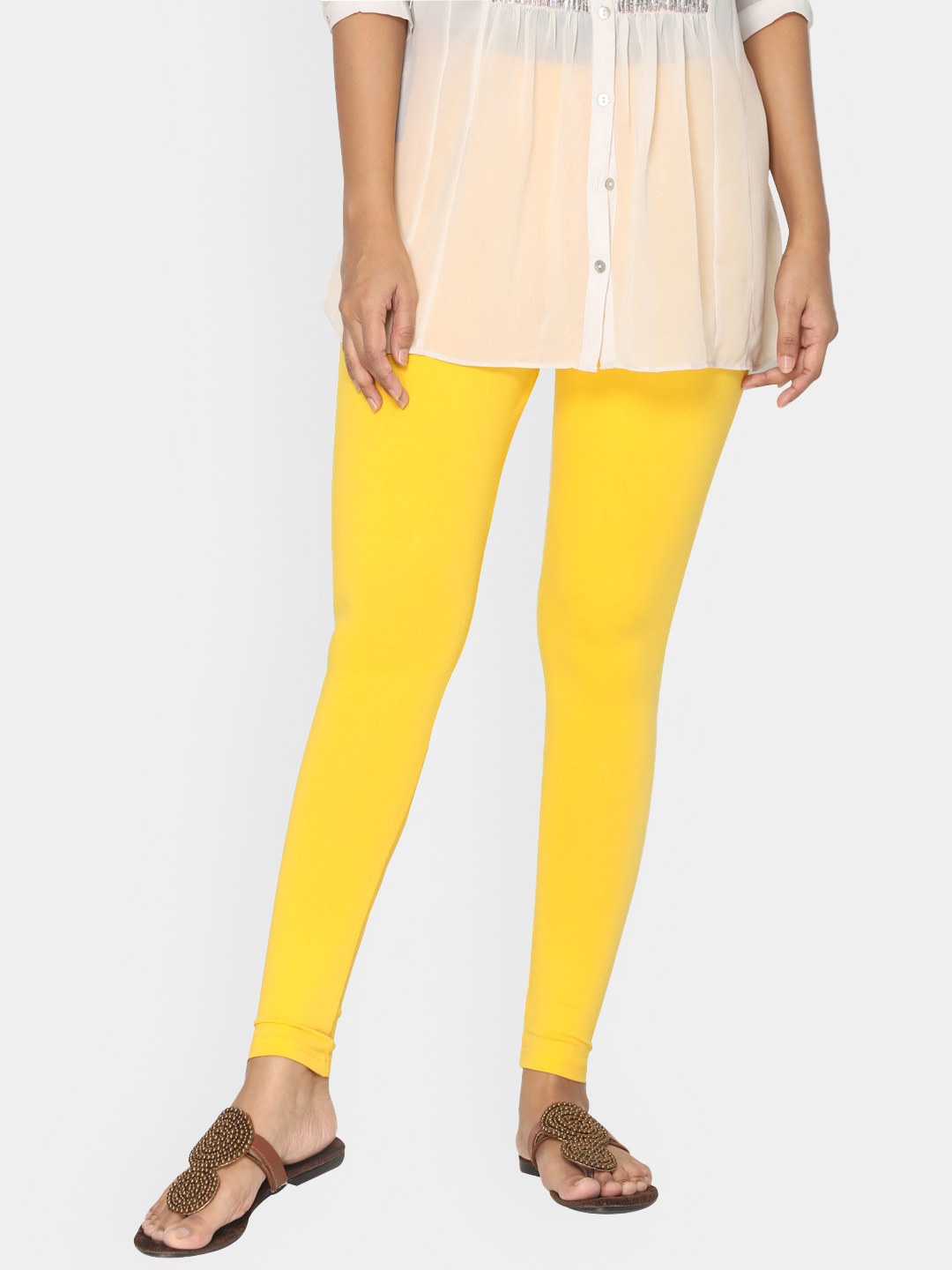 

TSG Bliss Women Yellow Solid Ankle-Length Cotton Leggings