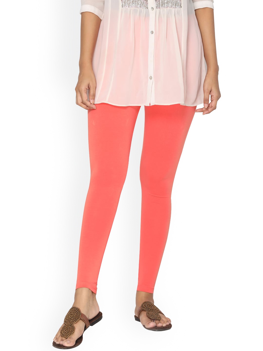 

TSG Bliss Women Coral Solid Ankle Length Leggings