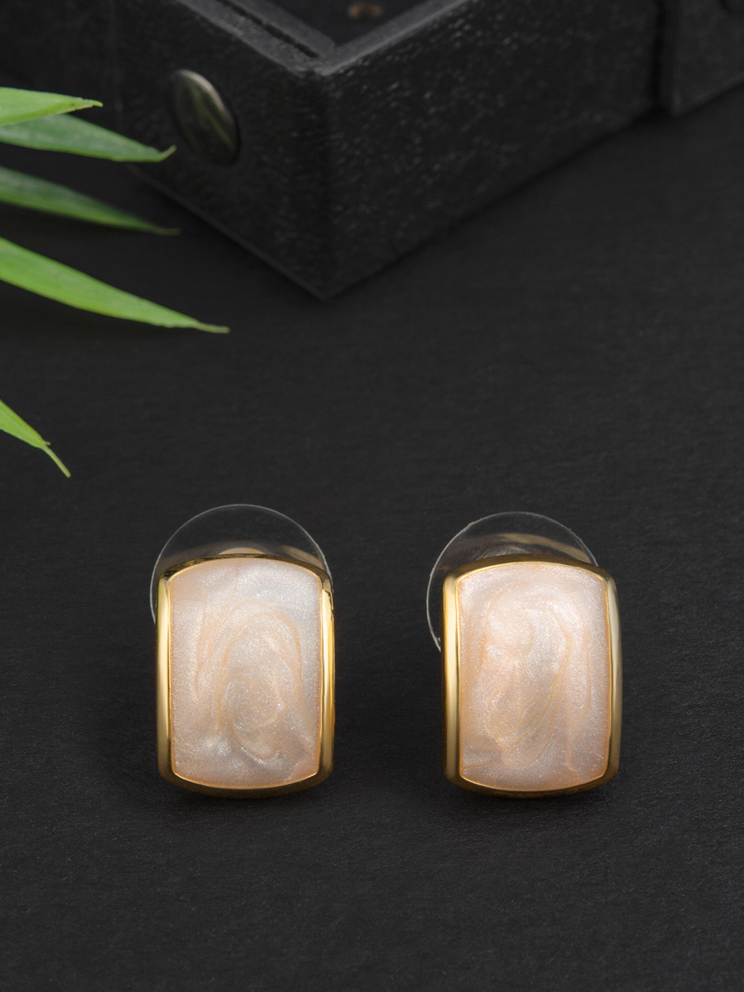 

E2O Gold Plated White Contemporary Studs Earrings