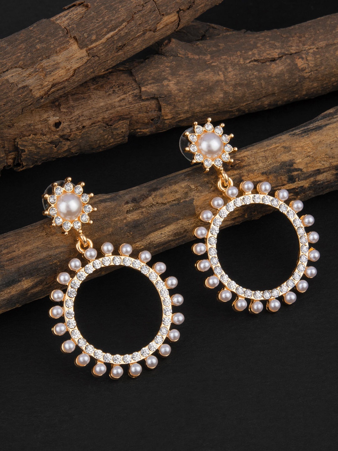 

E2O Gold Plated White Contemporary Drop Earrings
