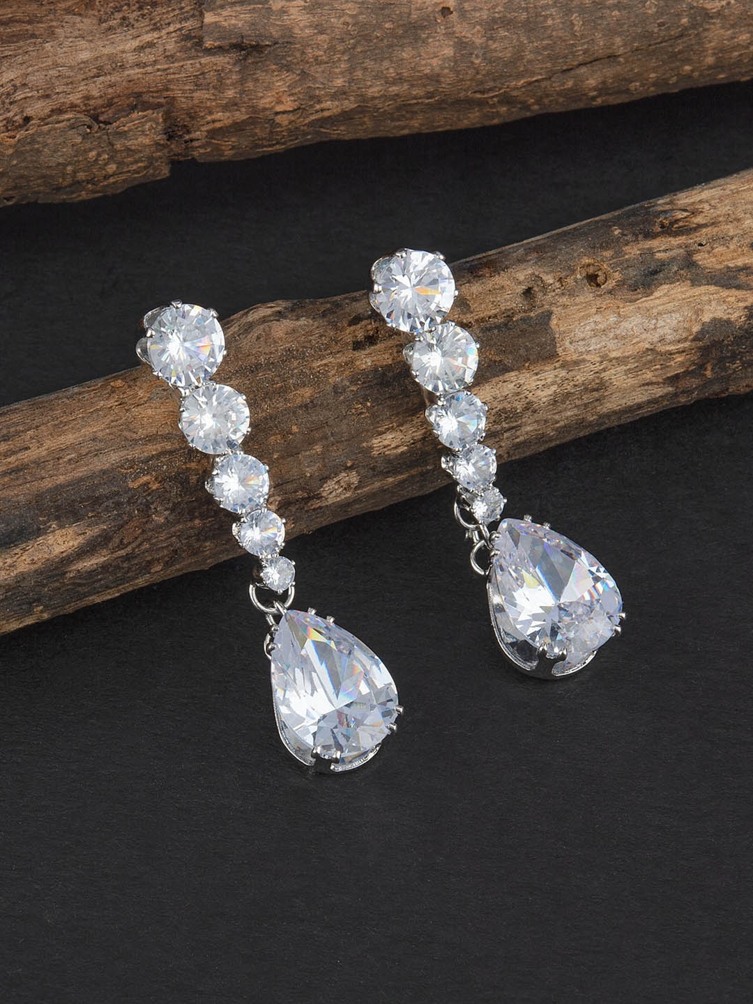 

E2O Gold Plated White Contemporary Drop Earrings