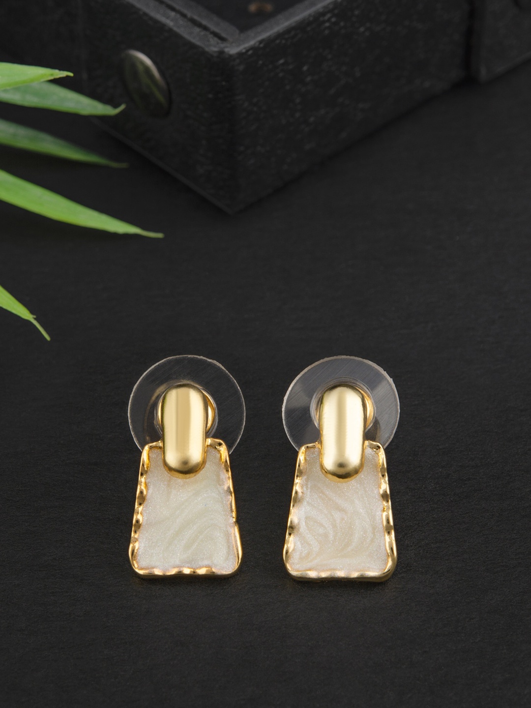 

E2O Gold Plated White Contemporary Studs Earrings