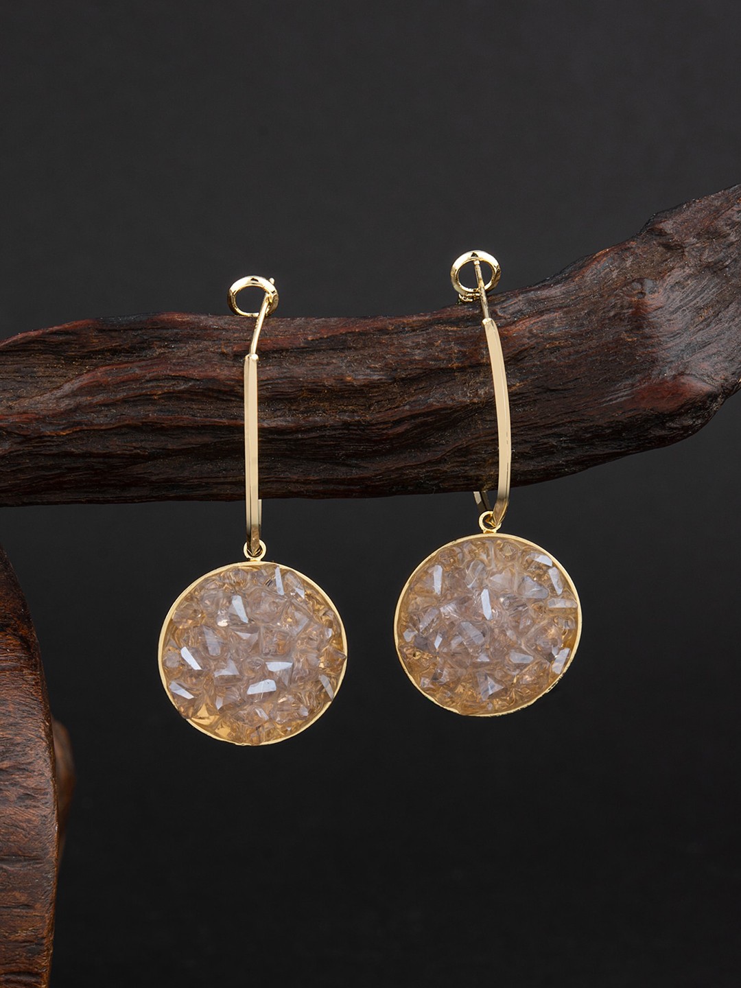 

E2O Gold Plated White Contemporary Drop Earrings