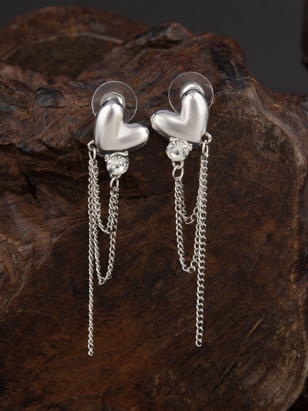 

E2O Silver-Toned & Silver Plated Contemporary Dangler Drop Earrings
