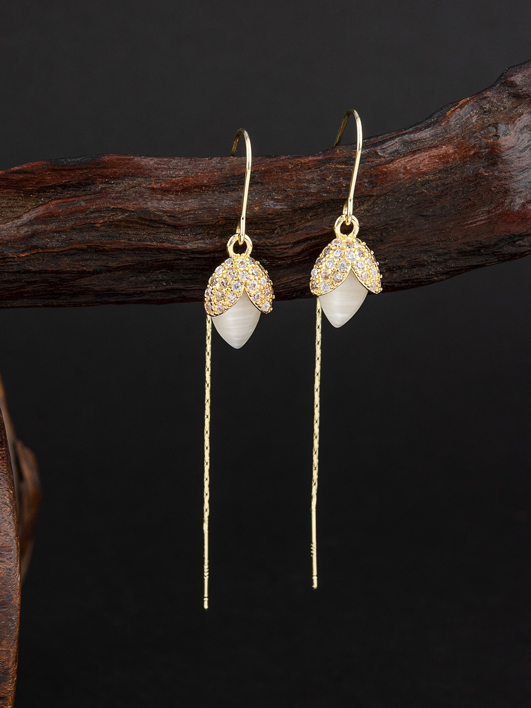 

E2O Gold-Toned & Gold Plated Contemporary Drop Earrings