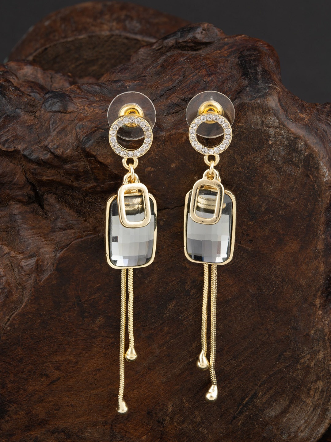 

E2O Gold-Toned & White Gold Plated Contemporary Drop Earrings