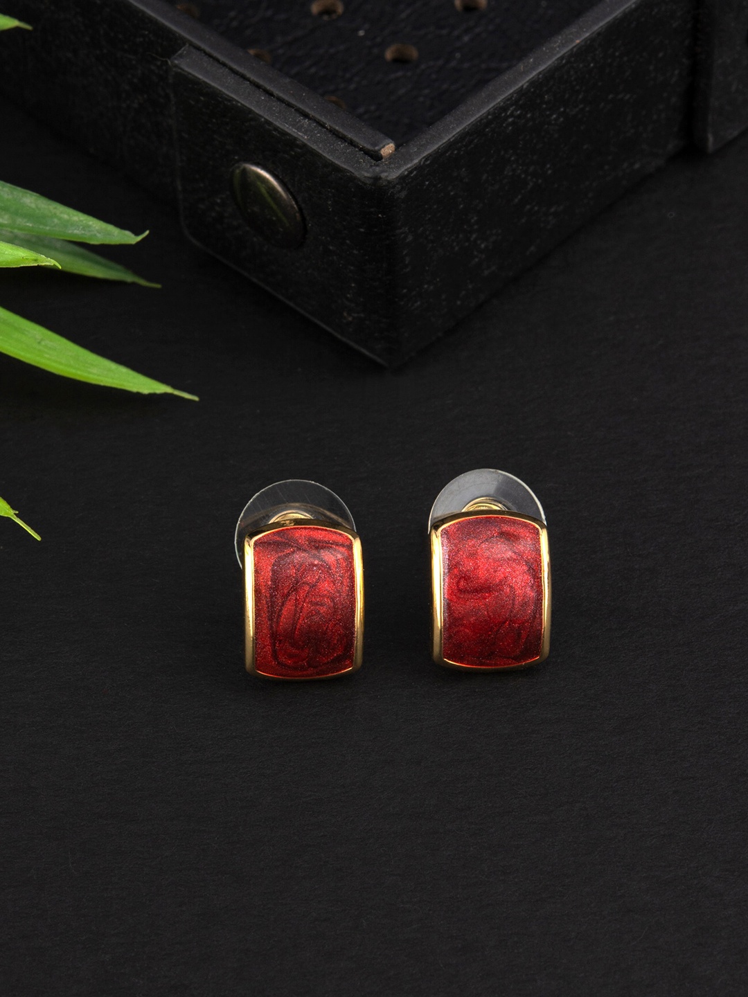 

E2O Red Gold Plated Contemporary Studs Earrings