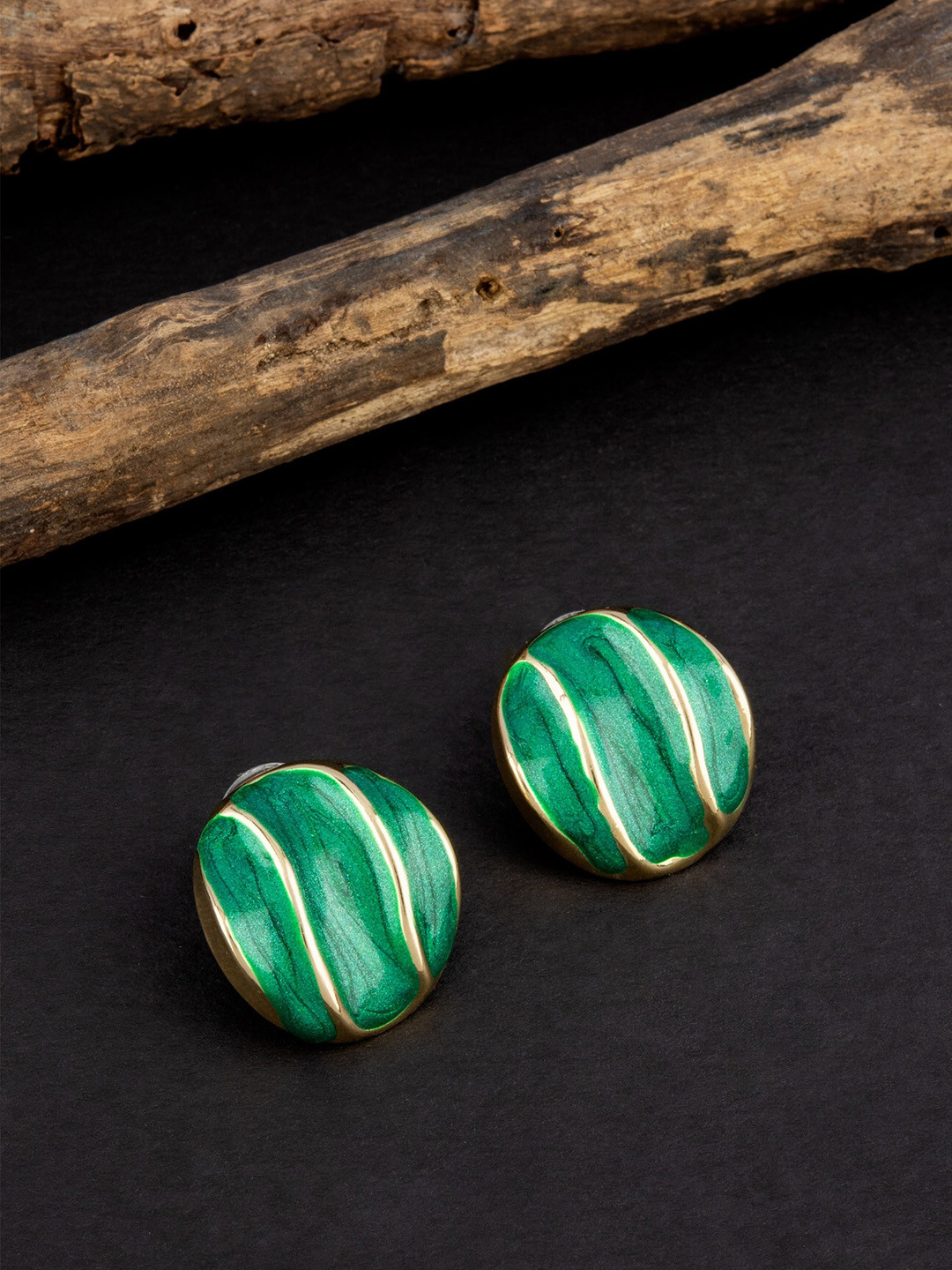 

E2O Green Gold Plated Contemporary Studs Earrings