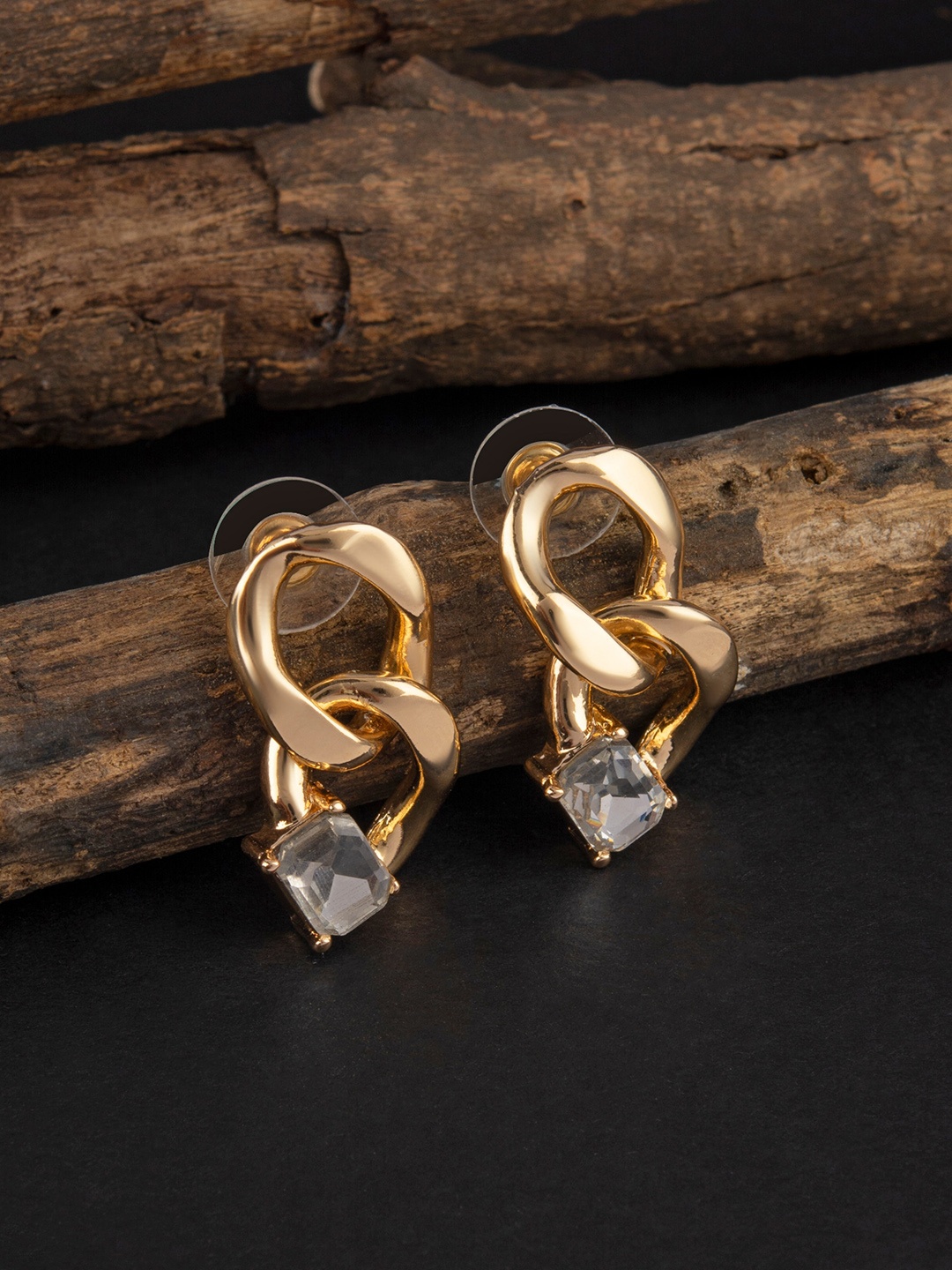 

E2O Gold-Plated & White Contemporary Drop Earrings