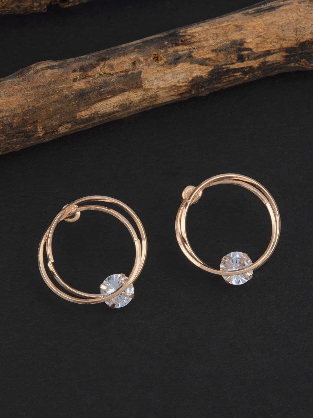 

E2O White & Gold-Toned Contemporary Studs Earrings