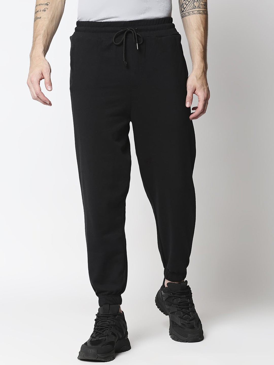 

Manaca Men Navy Blue Solid Organic Cotton Joggers