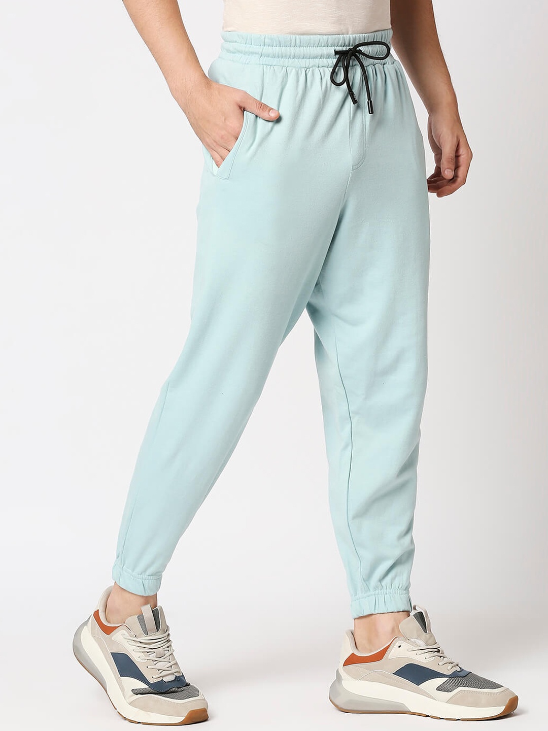 

Manaca Men Sky Blue Solid Organic Cotton Joggers