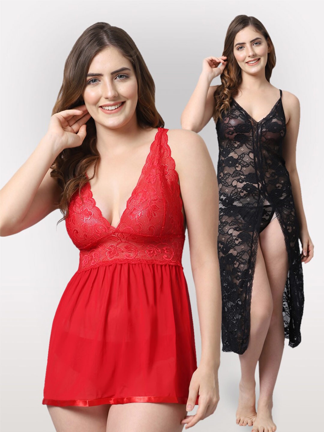 

Shararat Red & Black Set Of 2 Baby Doll