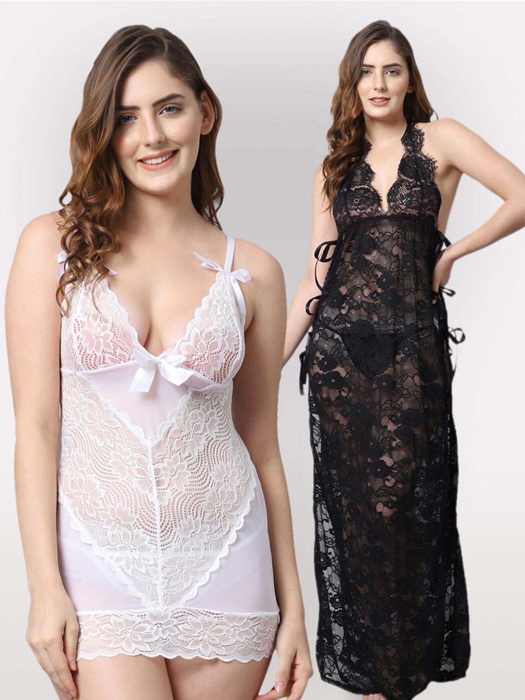 

Shararat White & Black Set Of 2 Baby Doll