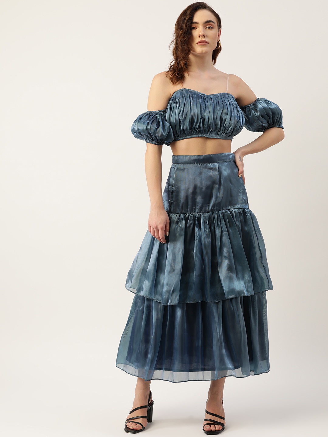 

KHUMAAR Shuchi Bhutani Women Blue Top With Skirt