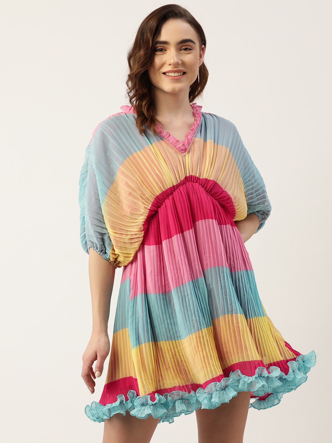 

KHUMAAR Shuchi Bhutani Striped Georgette Kaftan Dress, Multi