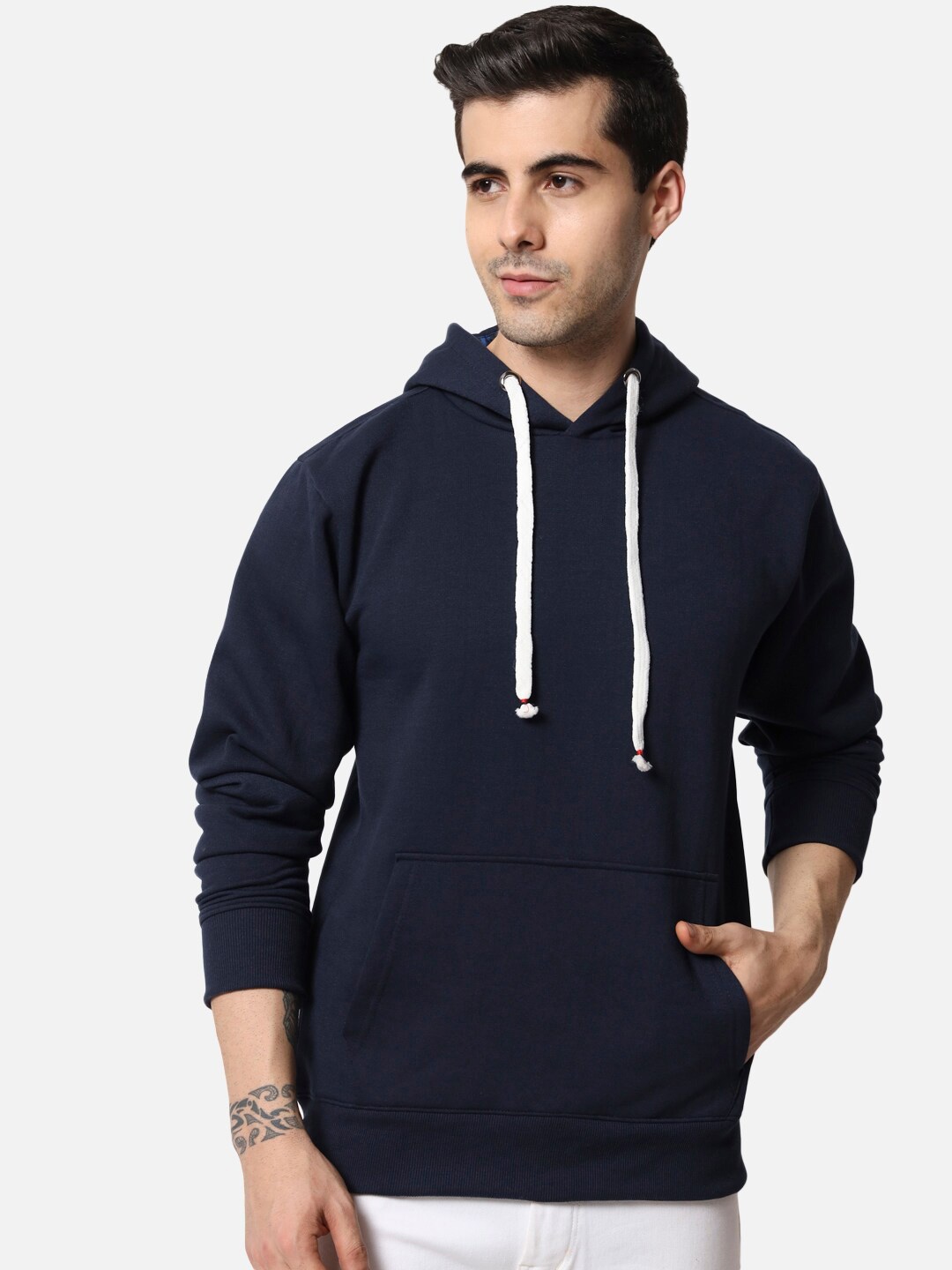 

FFLIRTYGO Men Navy Blue Hooded Sweatshirt