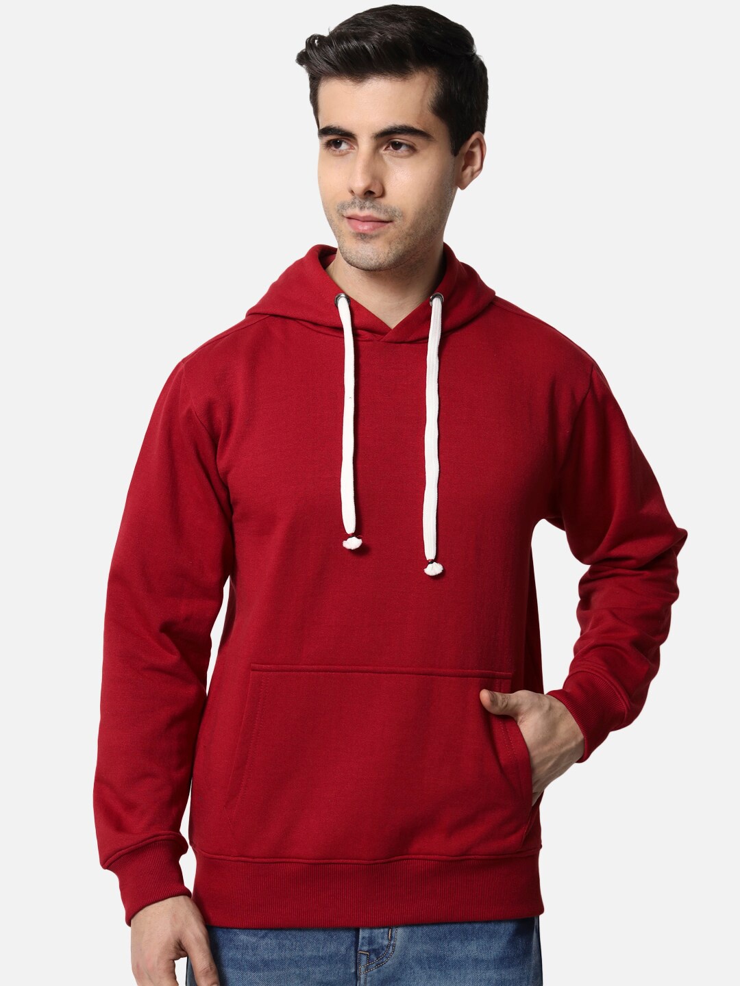 

FFLIRTYGO Men Red Hooded Sweatshirt