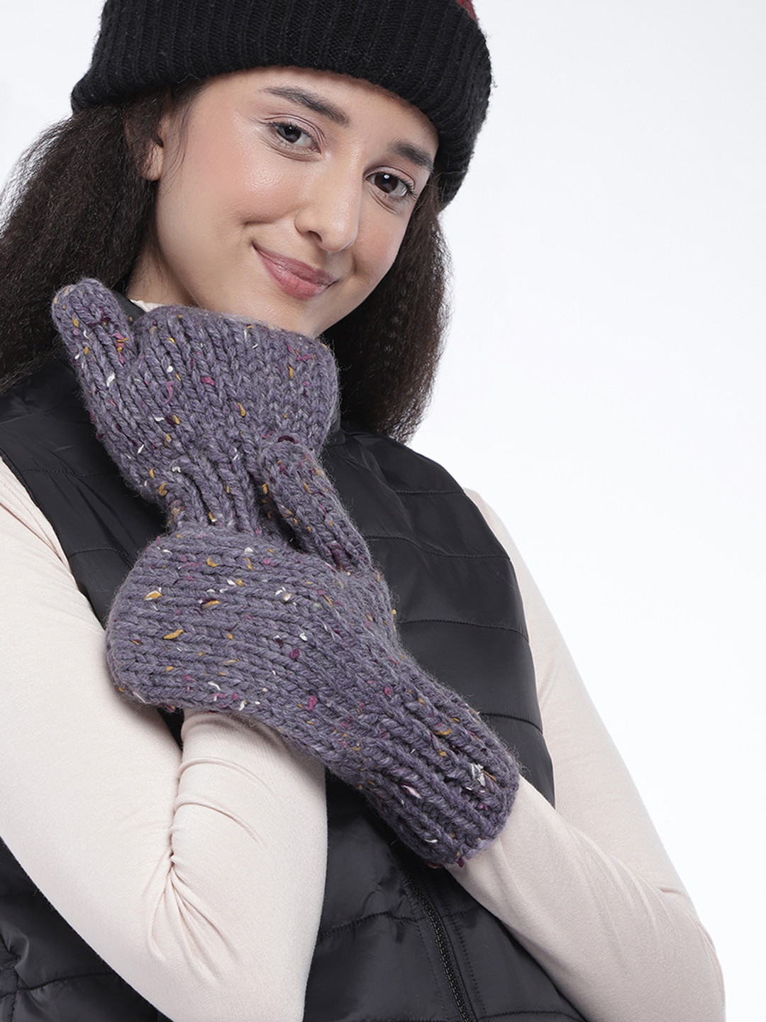 

Magic Needles Unisex Grey Woven Design Acrylic Gloves