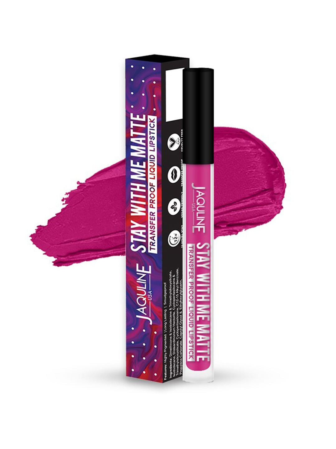 

Jaquline USA Stay With Me Transfer Proof Liquid Lipstick 3 ml - Drama Queen, Pink