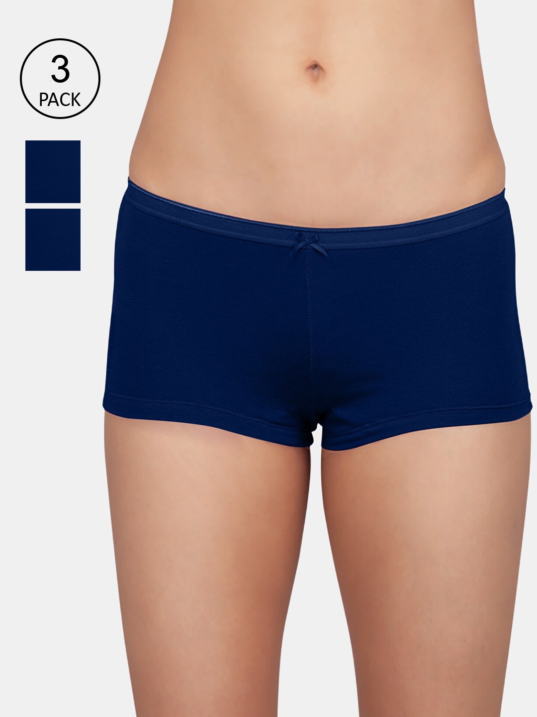 

Kalyani Women Pack of 3 Blue Solid Boyshort Briefs
