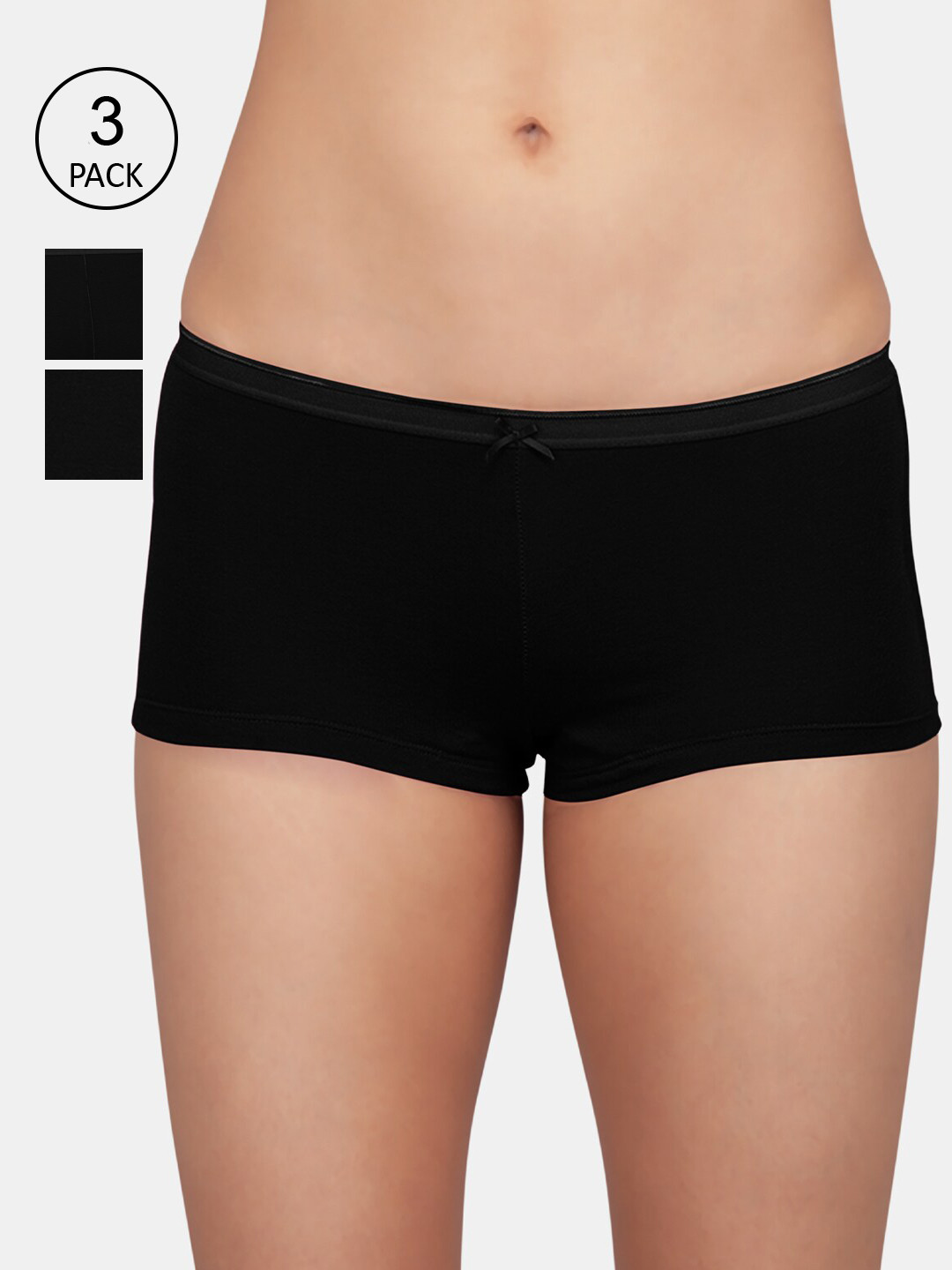 

Kalyani Women Pack Of 3 Black Solid Boy Shorts