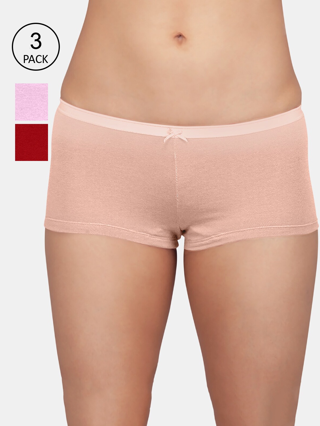 

Kalyani Women Pack of 3 Pink & Red Boyshort Briefs