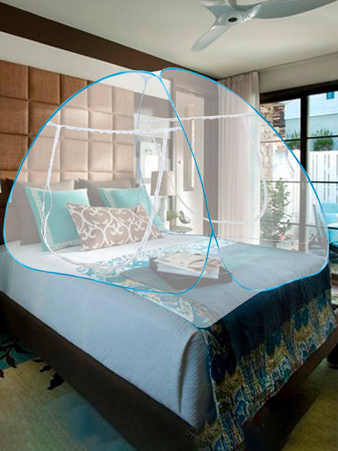 

Silver Shine Blue Solid Double Bed Foldable Tent Mosquito Net