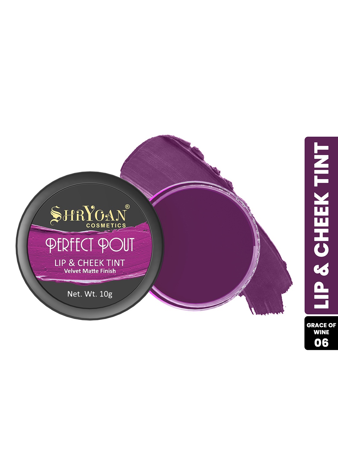 

Shryoan Perfect Pout Creamy Matte Lip & Cheek Tint 10g - Grace Of Wine, Purple