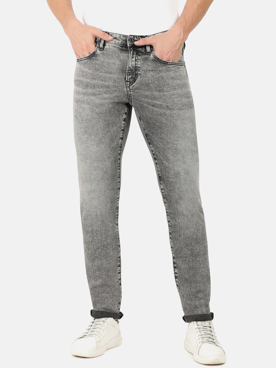 

EVERBLUE Men Stretchable Regular Fit Heavy Fade Midrise Jeans, Grey