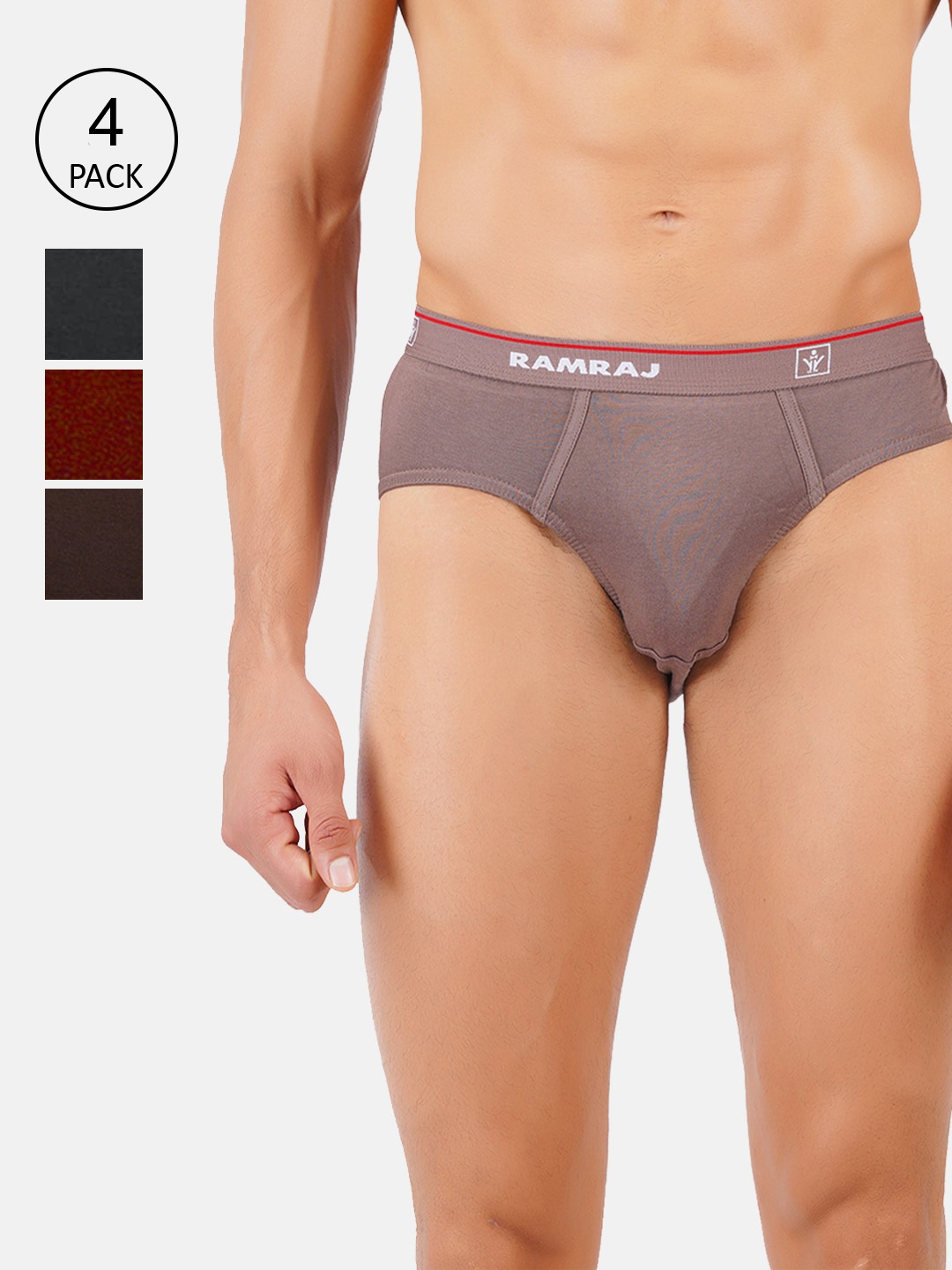 

Ramraj Men Pack Of 4 Assorted Pure Cotton Basic Briefs