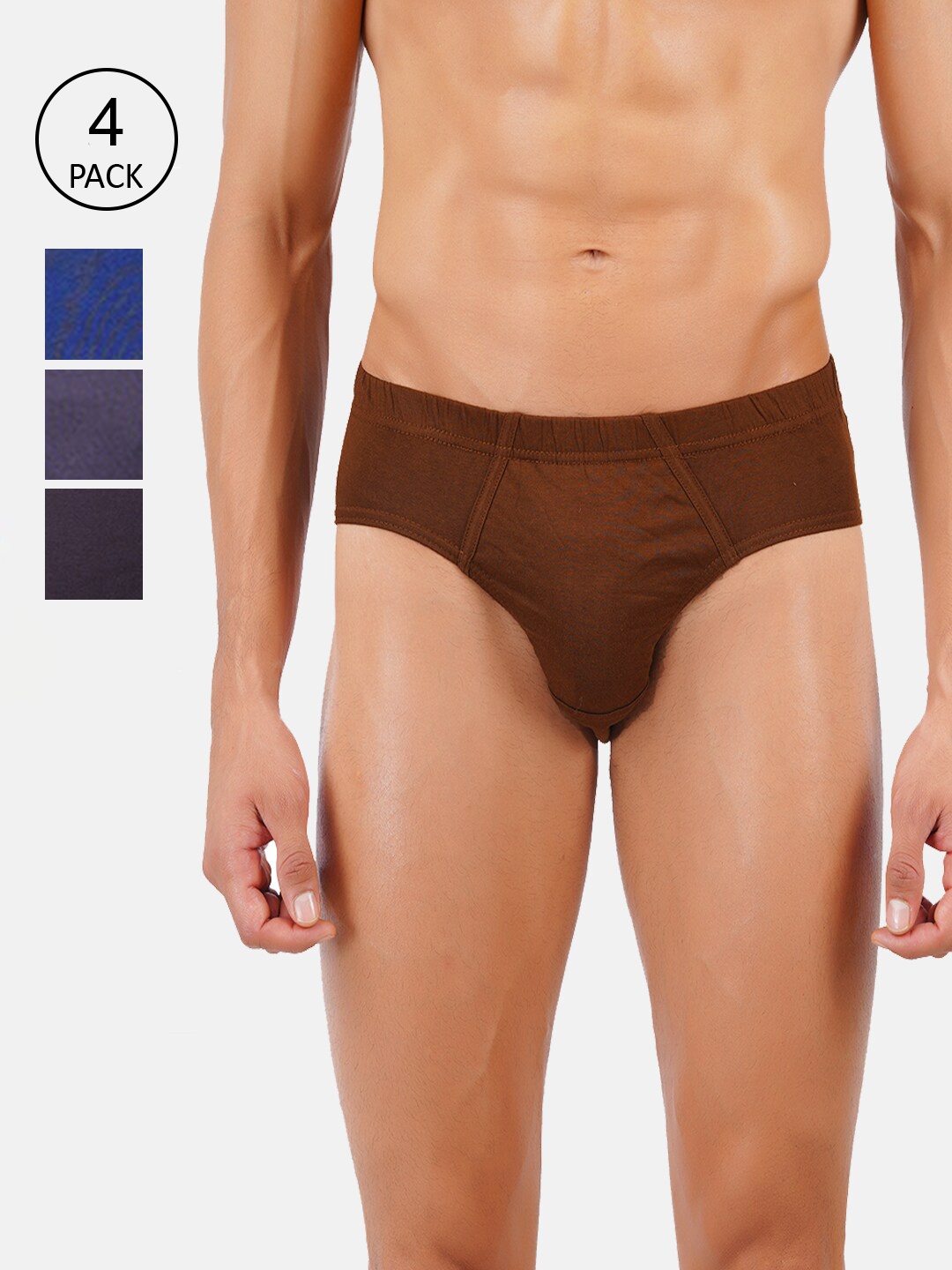 

Ramraj Men Pack Of 4 Assorted Solid Cotton Basic Briefs
