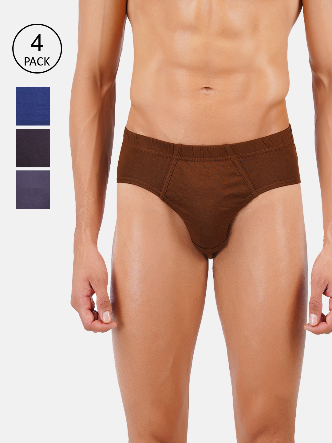 

Ramraj Men Pack Of 4 Assorted Pure Cotton Basic Briefs
