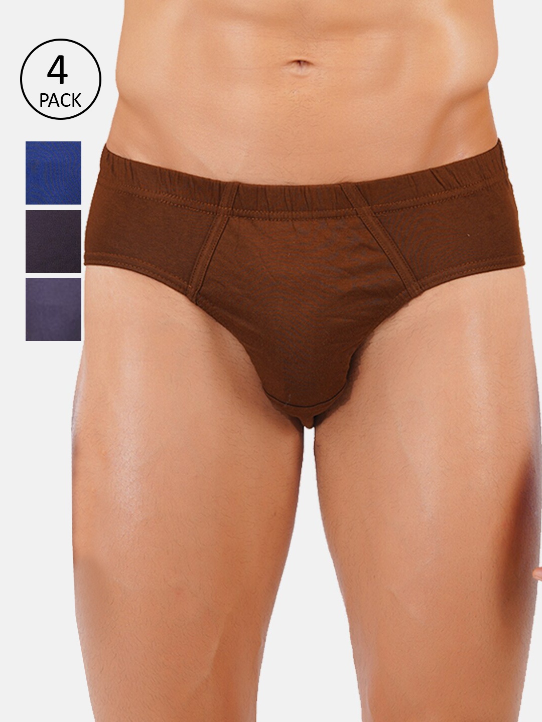 

Ramraj Men Pack Of 4 Assorted Pure Cotton Basic Briefs