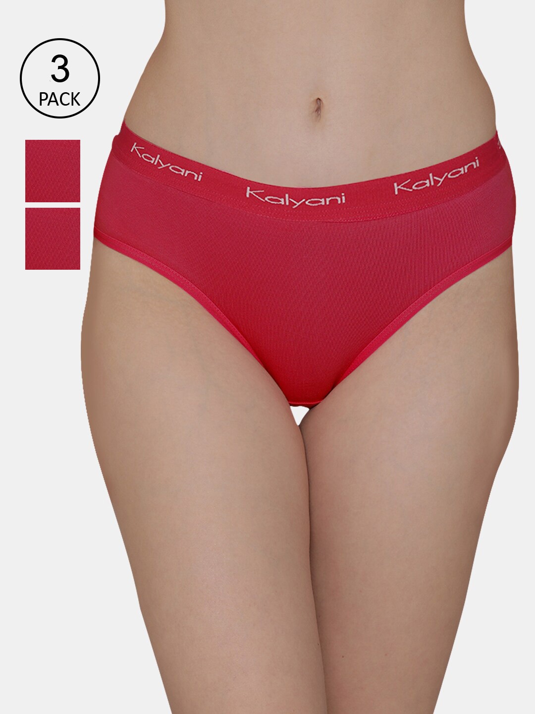 

Kalyani Women Pack Of 3 Red Pink Solid Hipster Briefs