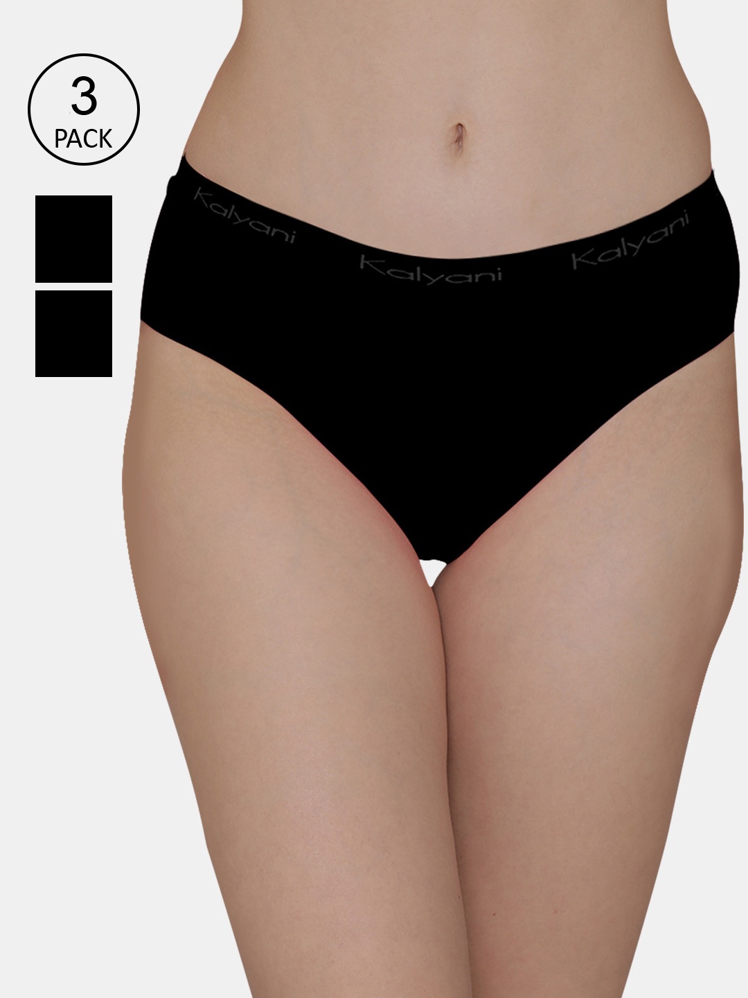 

Kalyani Women Pack Of 3 Blue Solid Hipster Briefs, Black