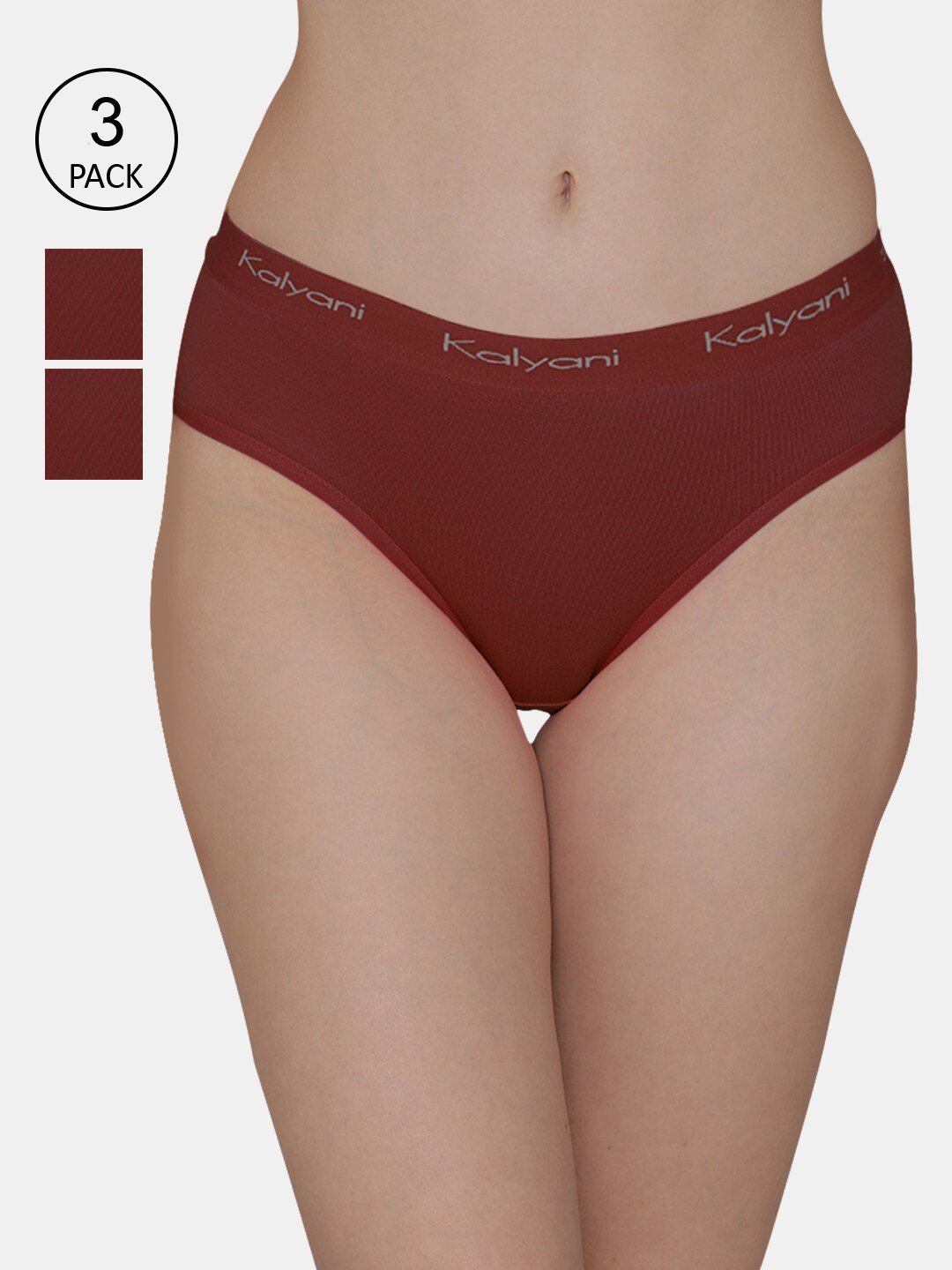 

Kalyani Women Pack Of 3 Solid Hipster Briefs, Maroon