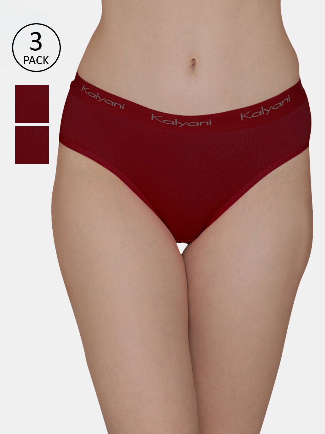 

Kalyani Women Pack Of 3 Maroon Red Solid Hipster Briefs