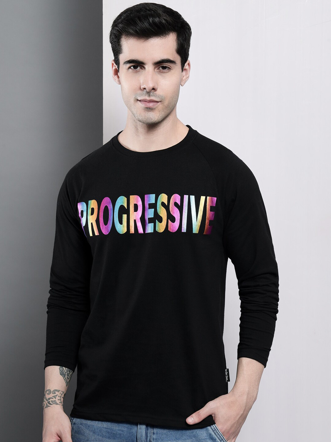 

The Dry State Men Black Cotton Typography Printed T-shirt
