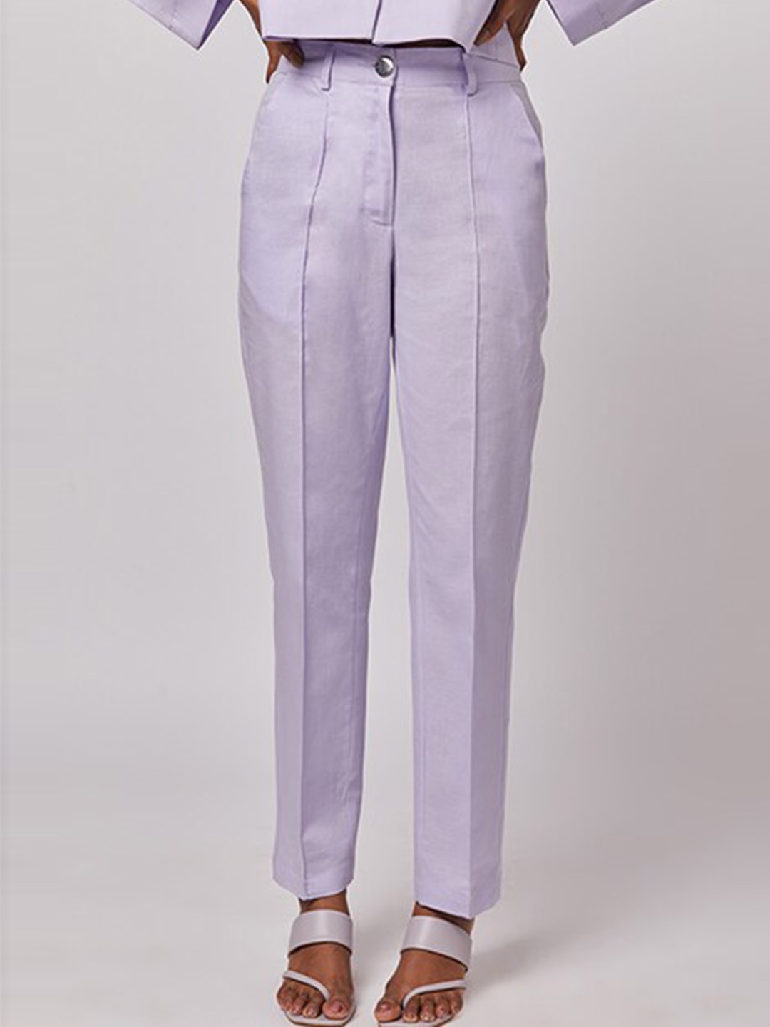 

NOT SO PINK Women Lavender Cotton Trousers